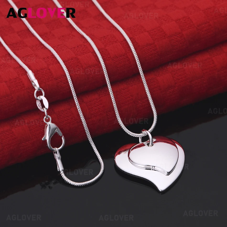 AGLOVER 925 Sterling Silver Polished Double Heart Pendant Necklace Women'S Exquisite And Cute Wedding Jewelry
AGLOVER 925 Sterling Silver Polished Double Heart Pendant Necklace Women'S Exquisite And Cute Wedding Jewelry