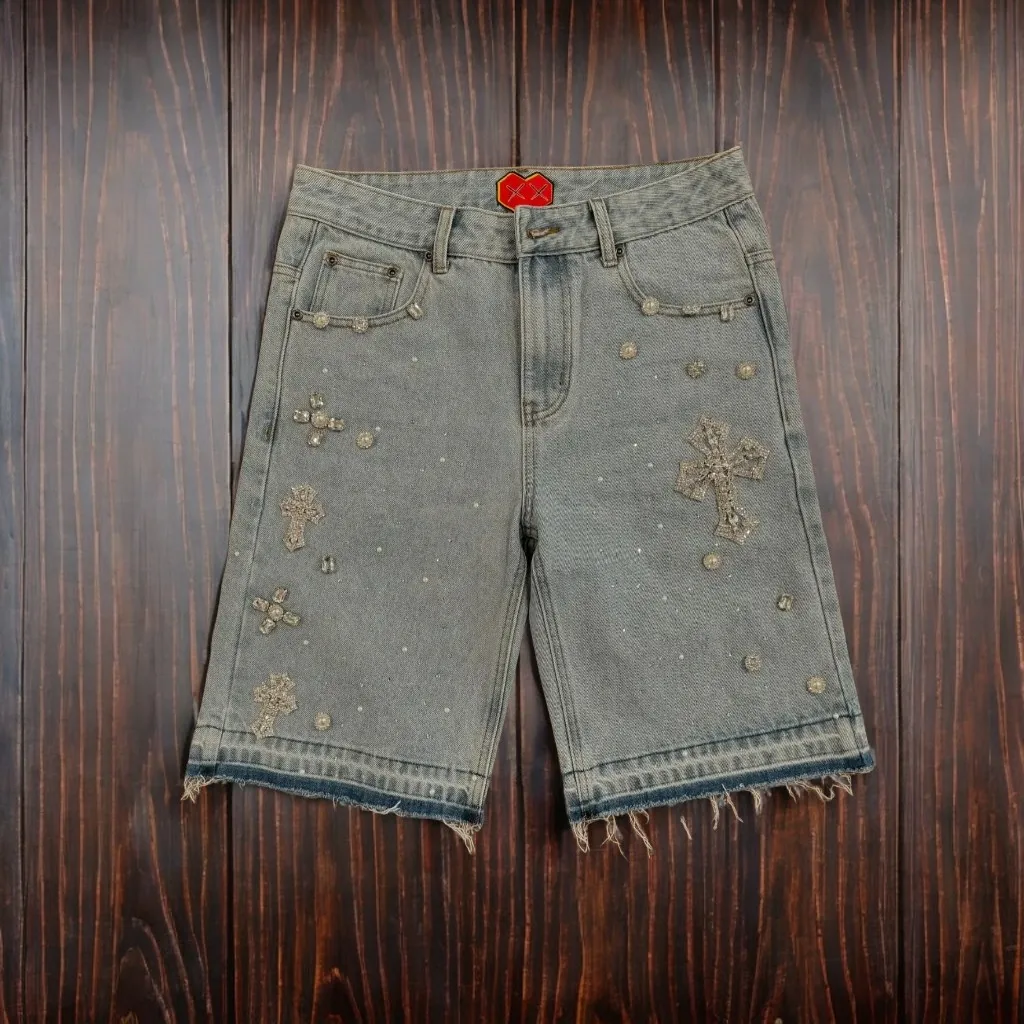 American Gothic Cross Diamond Graphic Denim Short High Street Sweatpants Pants Men Casual Hip Hop Wide Leg 2000s Y2k Pants
American Gothic Cross Diamond Graphic Denim Short High Street Sweatpants Pants Men Casual Hip Hop Wide Leg 2000s Y2k Pants