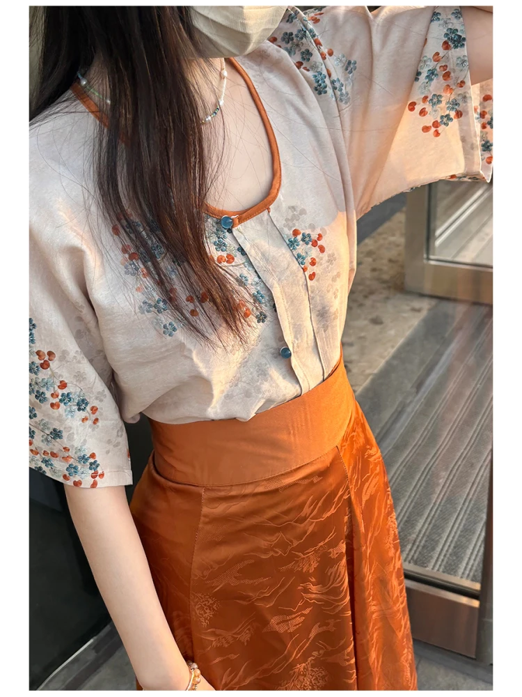 Original Hanfu Tianxing Apricot Tang Dynas Silk Stand Collar f Arm Eight Fragment Skirt Improved Summer Women's Clothing
Original Hanfu Tianxing Apricot Tang Dynas Silk Stand Collar f Arm Eight Fragment Skirt Improved Summer Women's Clothing