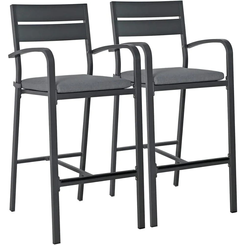 Outdoor Bar Stools Set of 2 All-Weather Aluminum Barstools Bar Height Patio Chairs with Cushions for Backyard Balcony Pool, Dar
Outdoor Bar Stools Set of 2 All-Weather Aluminum Barstools Bar Height Patio Chairs with Cushions for Backyard Balcony Pool, Dar
