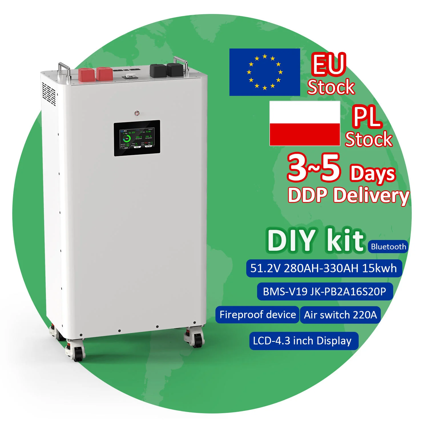 EU Stock Vertical 48V 51.2V 300Ah 15kwh Energy storage Lifepo4 Battery JK BMS 48V 51.2V Solar Energy Storage ESS Akku EU STOCK
EU Stock Vertical 48V 51.2V 300Ah 15kwh Energy storage Lifepo4 Battery JK BMS 48V 51.2V Solar Energy Storage ESS Akku EU STOCK