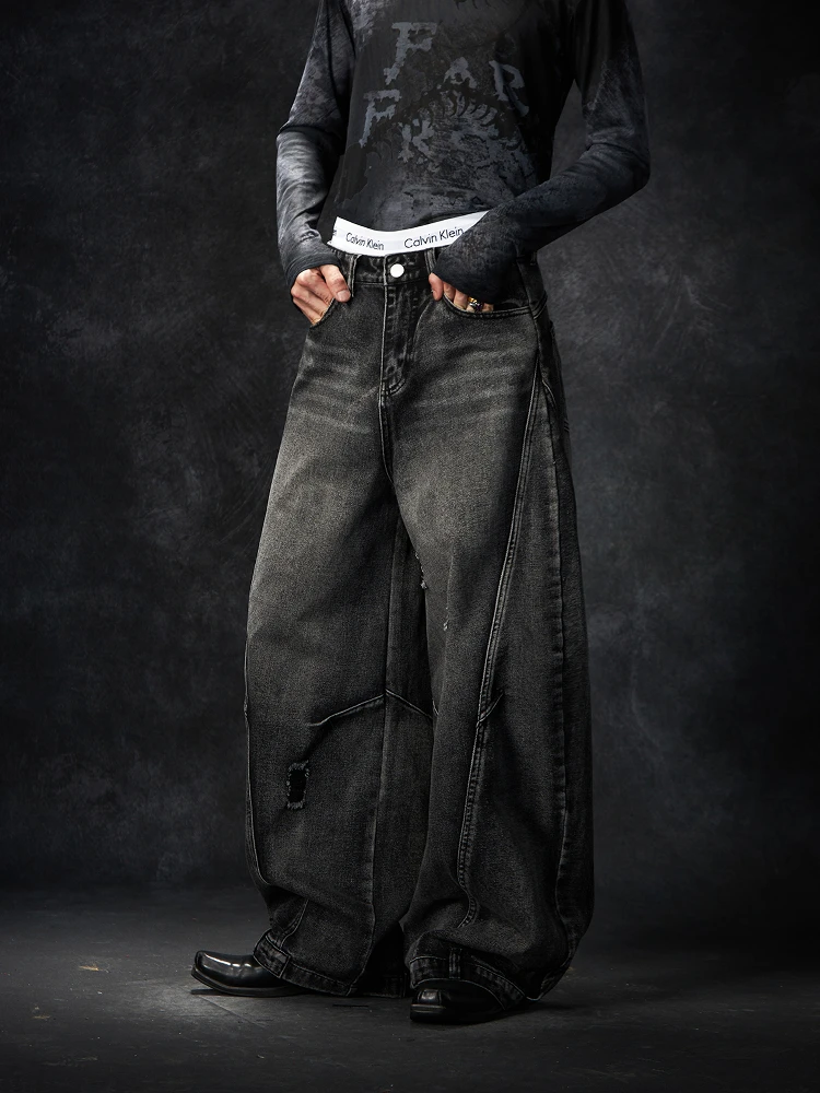 Специальный дизайн, рваные потертые и потертые джинсы Machete, свободные универсальные брюки с широкими штанинами индивидуального кроя
Специальный дизайн, рваные потертые и потертые джинсы Machete, свободные универсальные брюки с широкими штанинами индивидуального кроя