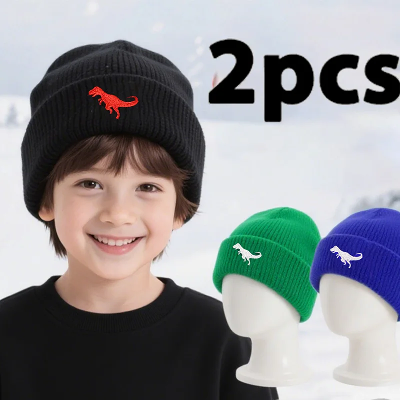2 pieces of dinosaur-embroidered knitted caps, light and warm for boys and girls, suitable for going skiing in autumn and winter
2 pieces of dinosaur-embroidered knitted caps, light and warm for boys and girls, suitable for going skiing in autumn and winter