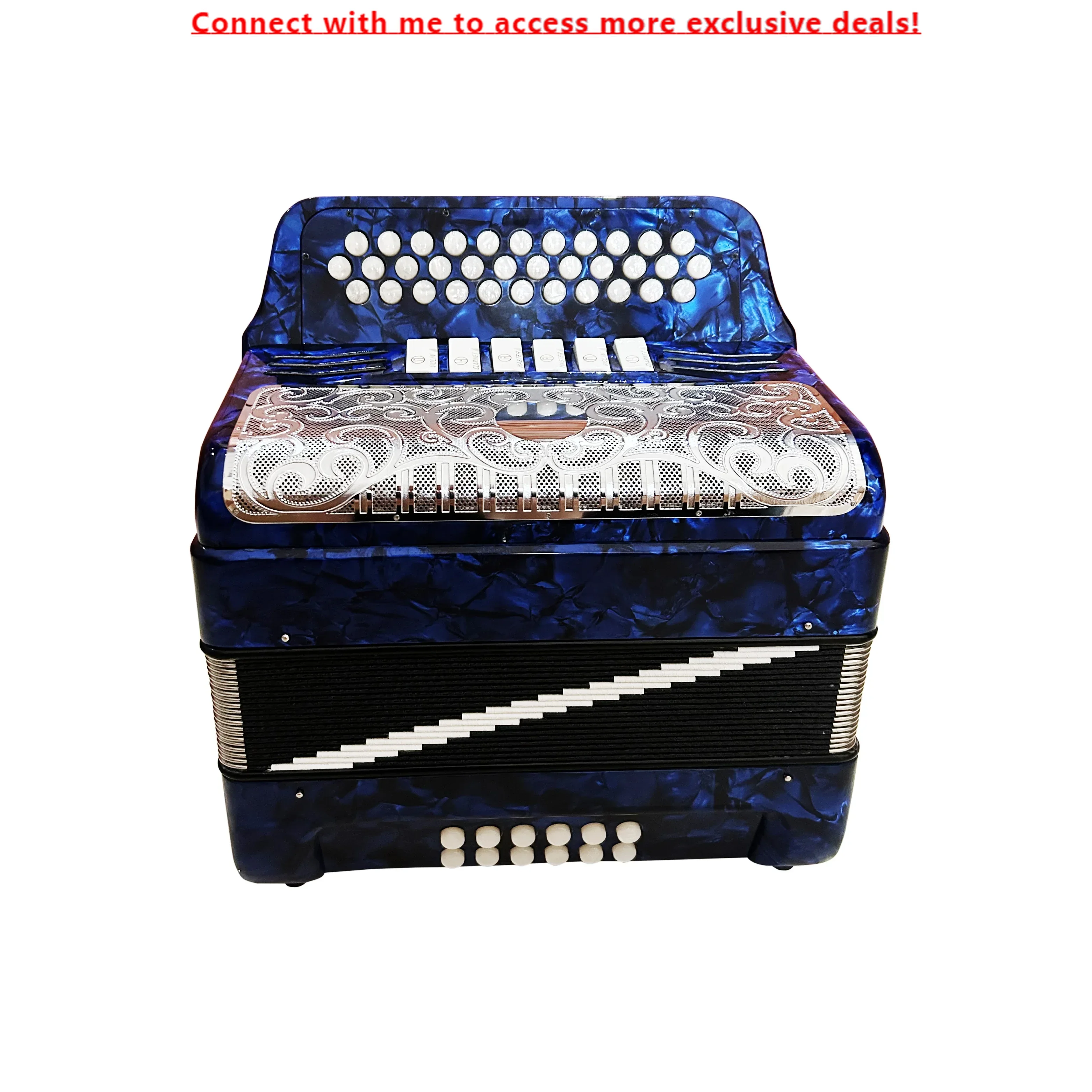 SEASOUND OEM 34 Buttons 12 Bass 6 Registers Blue Celluloid Silver Grill White Buttons Accordion Acordeon Musical JB3412E
SEASOUND OEM 34 Buttons 12 Bass 6 Registers Blue Celluloid Silver Grill White Buttons Accordion Acordeon Musical JB3412E