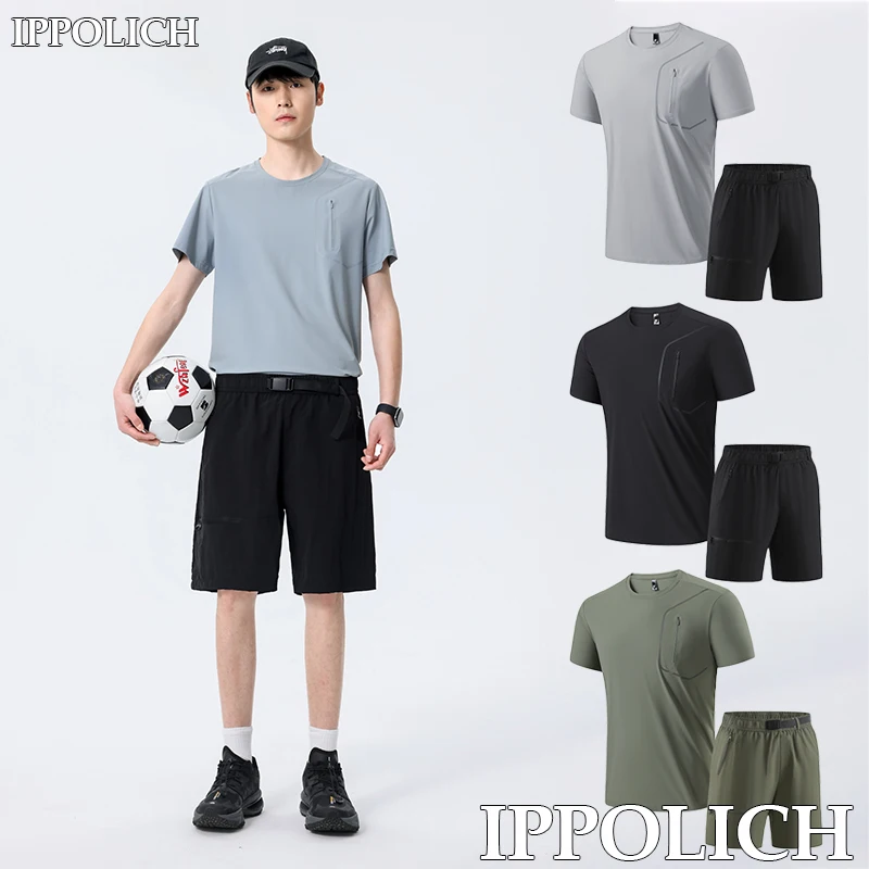 Summer Men Ice Silk Quick Dry T-shirts Short Sleeve Shorts Outdoor Suit Men Running Sports Sets Men Fitness T-shirts Shorts Sets
Summer Men Ice Silk Quick Dry T-shirts Short Sleeve Shorts Outdoor Suit Men Running Sports Sets Men Fitness T-shirts Shorts Sets