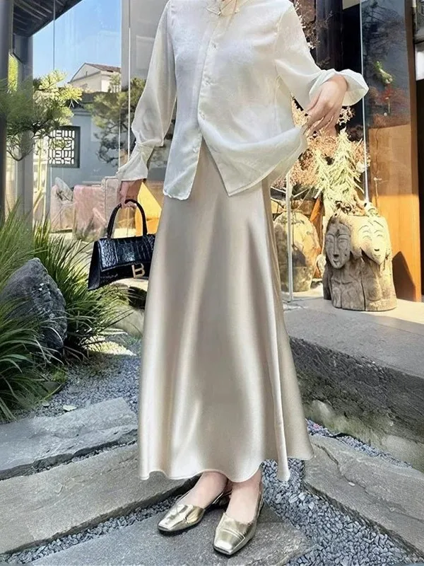 Acetate Satin Drapey Midi Skirt Women's Summer New High-End A-Line Fish Tail Moonlight Skirt Skin-Friendly Breathable
Acetate Satin Drapey Midi Skirt Women's Summer New High-End A-Line Fish Tail Moonlight Skirt Skin-Friendly Breathable