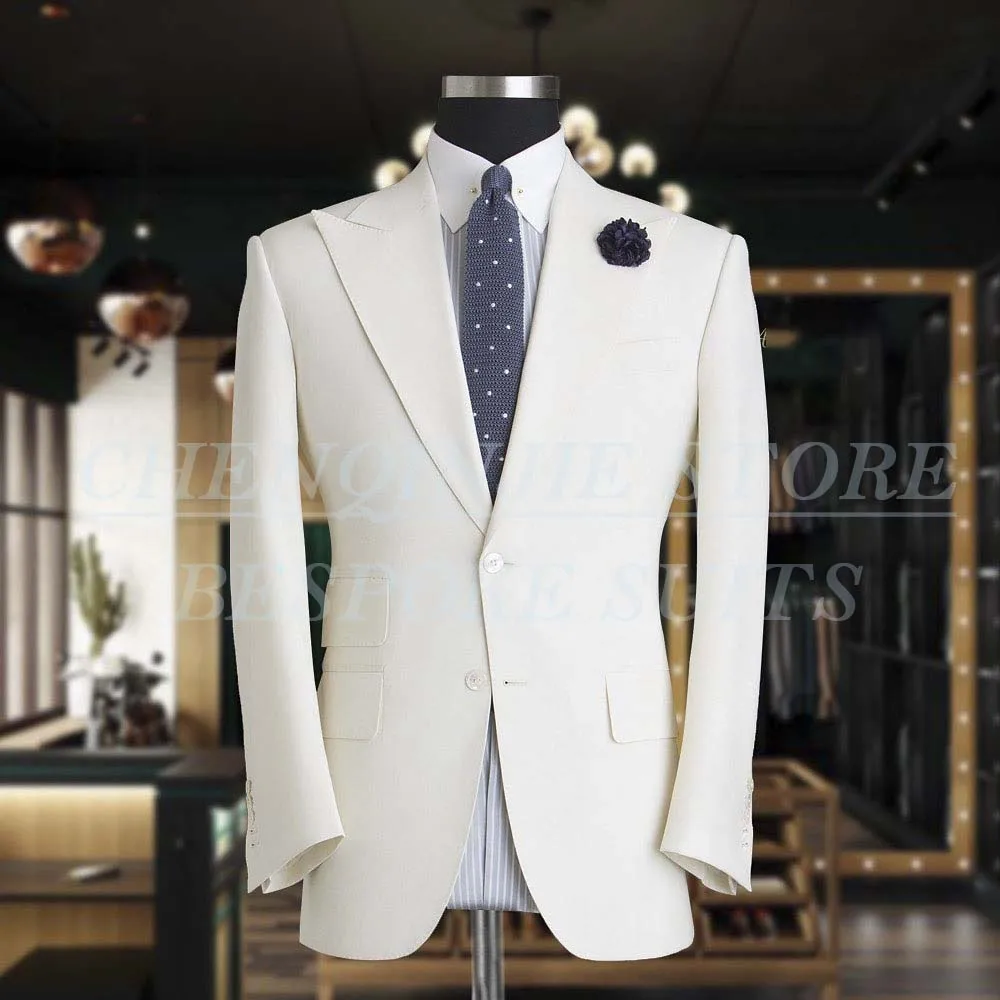 Slim Fit White Wedding Men's Suits Elegant Single Breasted Peak Lapel Skinny 2 Piece Jacket Pants Outfits Costume Homme 2025
Slim Fit White Wedding Men's Suits Elegant Single Breasted Peak Lapel Skinny 2 Piece Jacket Pants Outfits Costume Homme 2025