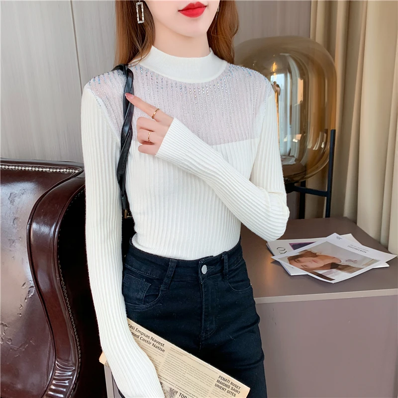 Fashion Slim Sweater Bottoming Pullover Autumn Mesh Spliced Knitted Tops Casual Long Sleeve Half High Collar Women Clothes 29228
Fashion Slim Sweater Bottoming Pullover Autumn Mesh Spliced Knitted Tops Casual Long Sleeve Half High Collar Women Clothes 29228