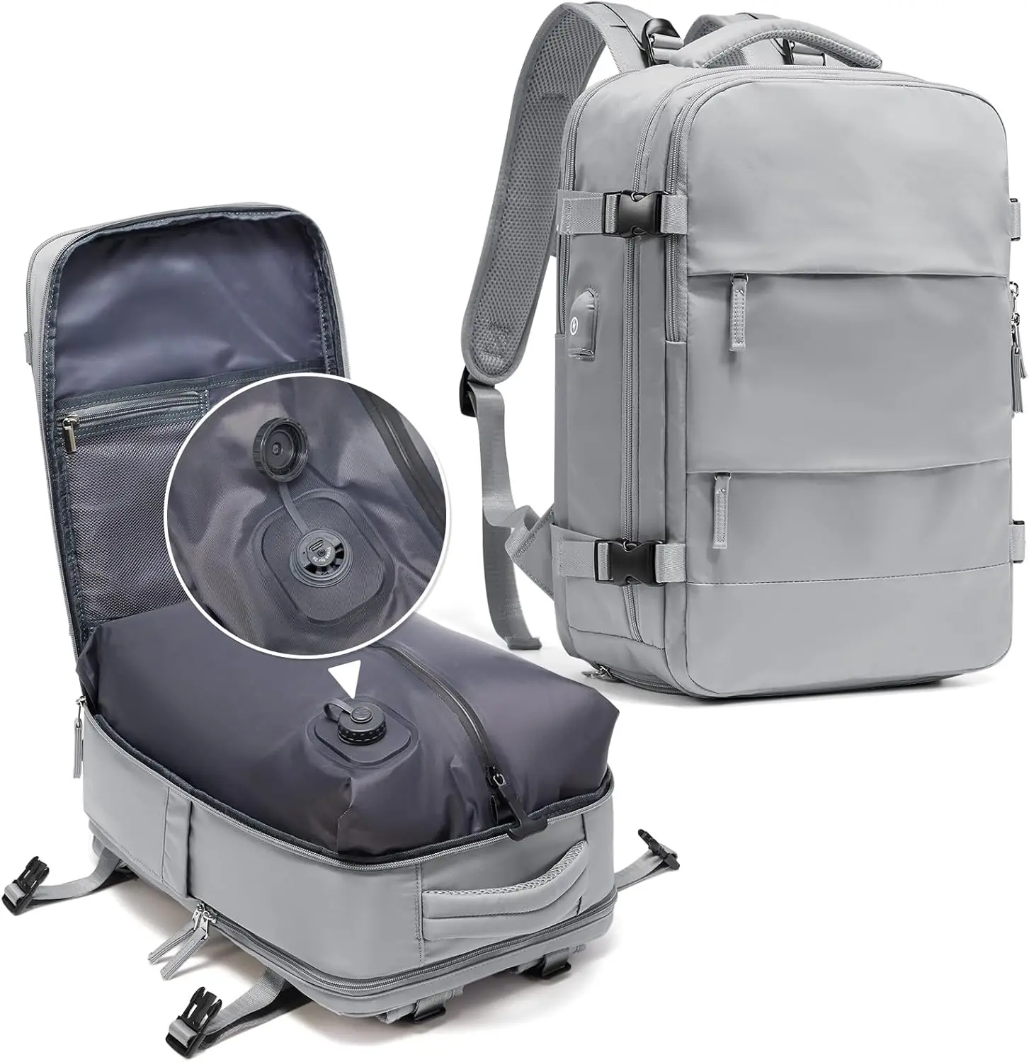 Vacuum Backpack Travel with Pump, 25L Waterproof Carry On Backpack for Women Men, Laptop Backpack with Built-in Vacuum System,
Vacuum Backpack Travel with Pump, 25L Waterproof Carry On Backpack for Women Men, Laptop Backpack with Built-in Vacuum System,