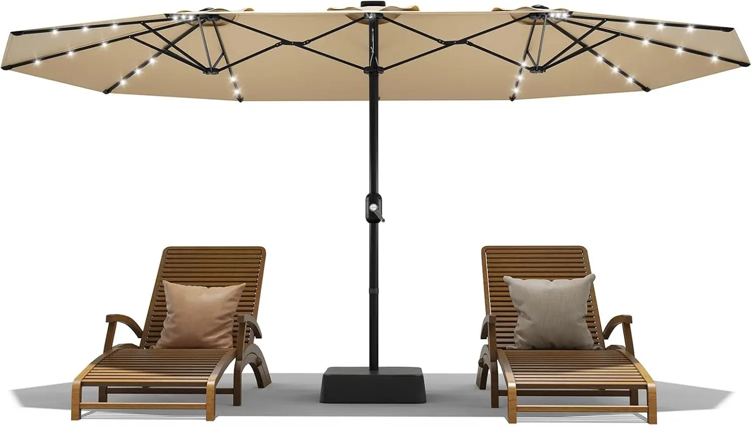 15 ft Rectangular Patio Umbrella with Solar Lights & Base Included - Large Patio Umbrella with Crank Handle 36 LED Lights, UV Pr
15 ft Rectangular Patio Umbrella with Solar Lights & Base Included - Large Patio Umbrella with Crank Handle 36 LED Lights, UV Pr