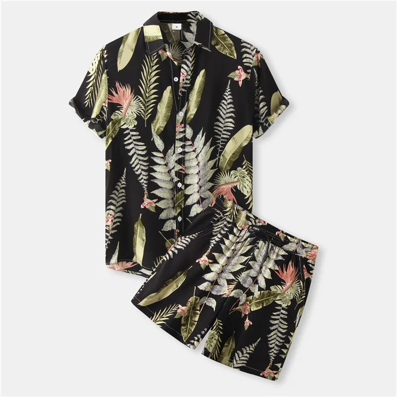 Mens Summer Hawaiian Set Leaves Plants Print Short Sleeves Casual Shirts and Drawstring Shorts Casual Two-Piece Outfits
Mens Summer Hawaiian Set Leaves Plants Print Short Sleeves Casual Shirts and Drawstring Shorts Casual Two-Piece Outfits