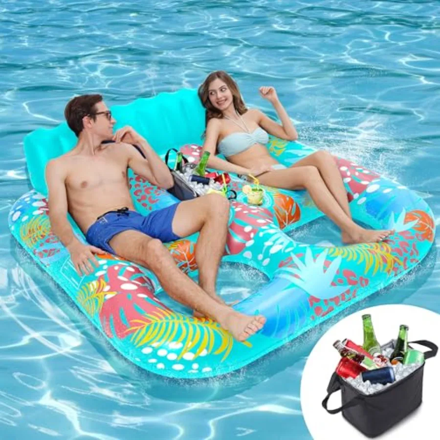 2-Person Inflatable Pool Float for Pool Party, Lake, Beach, River Heavy Duty PVC, Blue Thickened, with Cup Holders, Backrest Re
2-Person Inflatable Pool Float for Pool Party, Lake, Beach, River Heavy Duty PVC, Blue Thickened, with Cup Holders, Backrest Re