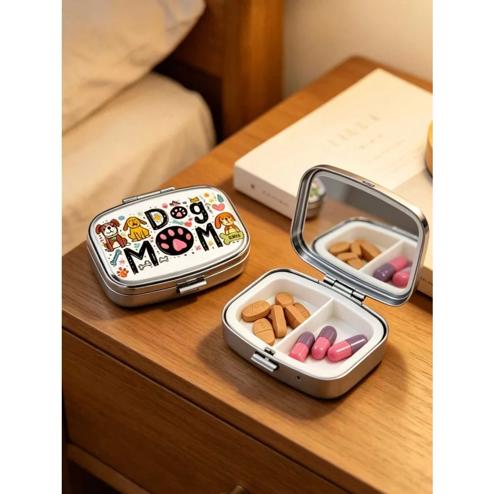 2D Dog Mom Prescription Medicine Storage Box, Mini Pill Dispenser, 2 Compartment Storage Box, Portable Home Storage Box, Square Pill Box, Pill Bottle Pattern, Portable Pill Storage Compartment, Mini Metal Storage Box, Portable Jewelry And Pill Box, Travel
2D Dog Mom Prescription Medicine Storage Box, Mini Pill Dispenser, 2 Compartment Storage Box, Portable Home Storage Box, Square Pill Box, Pill Bottle Pattern, Portable Pill Storage Compartment, Mini Metal Storage Box, Portable Jewelry And Pill Box, Travel