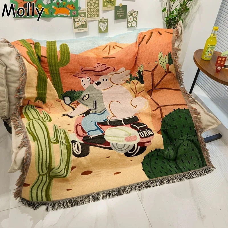 Cartoon Dog Woven Jacquard Blanket Vintage Sofa Throw Blanket Couch Cover Home Decoration Tapestry Causal Blankets for Beds
Cartoon Dog Woven Jacquard Blanket Vintage Sofa Throw Blanket Couch Cover Home Decoration Tapestry Causal Blankets for Beds
