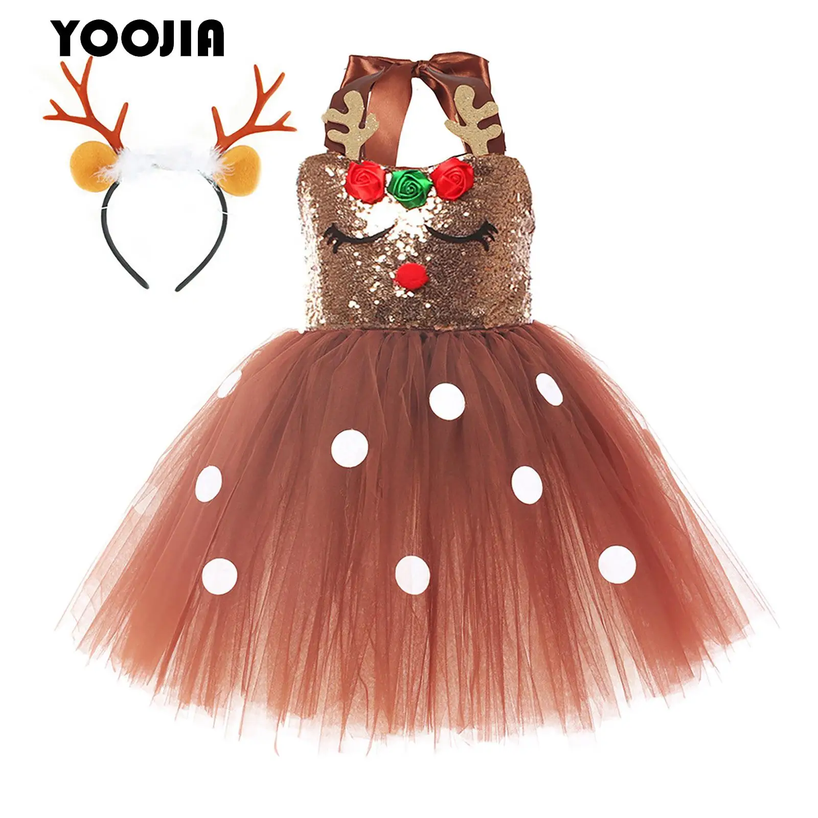 Kids Girls Christmas Deer Costumes with Hair Hoop Set Shiny Sequins Mesh Tulle Tutu Reindeer Elk Cosplay Dance Dress Xmas Gift 
Kids Girls Christmas Deer Costumes with Hair Hoop Set Shiny Sequins Mesh Tulle Tutu Reindeer Elk Cosplay Dance Dress Xmas Gift