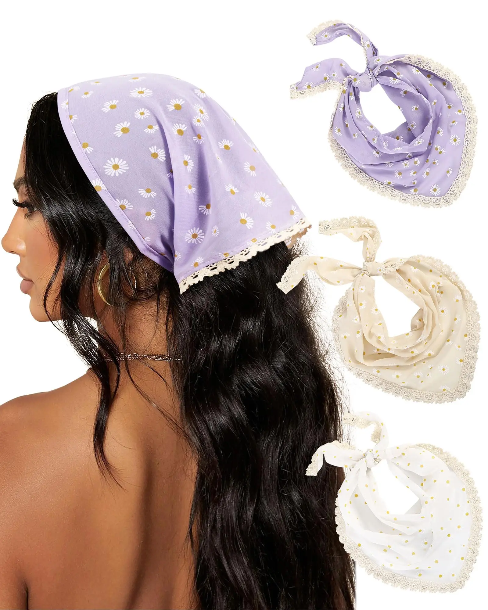 Набор из 3 шт.: треугольные платки-банданы фиолетового цвета для волос, повязки на голову для женщин и девушек, платок-повязка в стиле бохо с завязками сзади
Набор из 3 шт.: треугольные платки-банданы фиолетового цвета для волос, повязки на голову для женщин и девушек, платок-повязка в стиле бохо с завязками сзади