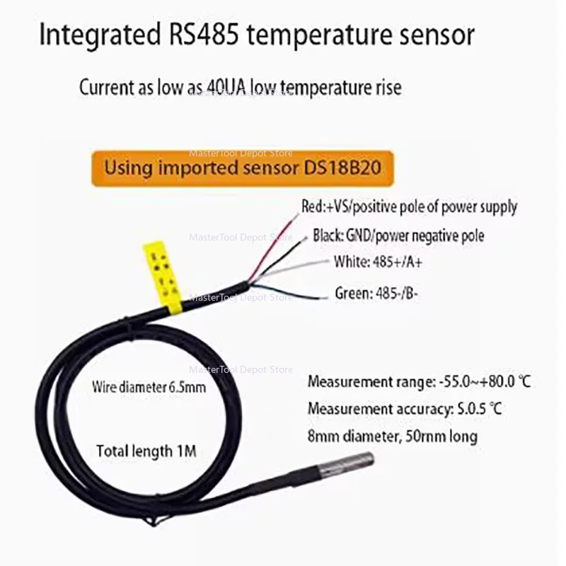 Встроенный датчик температуры RS485, высокоточный DS18B20, импортное цифровое измерение температуры воды RSDS18D
Встроенный датчик температуры RS485, высокоточный DS18B20, импортное цифровое измерение температуры воды RSDS18D