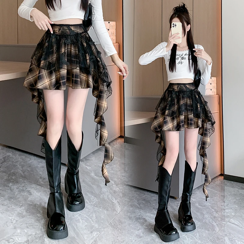 Butterfly Embroidered Ribbon Plaid Skirt for Women Spring/Autumn High Waist Spicy Girl Irregular Slimming Pleated Short Skirt
Butterfly Embroidered Ribbon Plaid Skirt for Women Spring/Autumn High Waist Spicy Girl Irregular Slimming Pleated Short Skirt