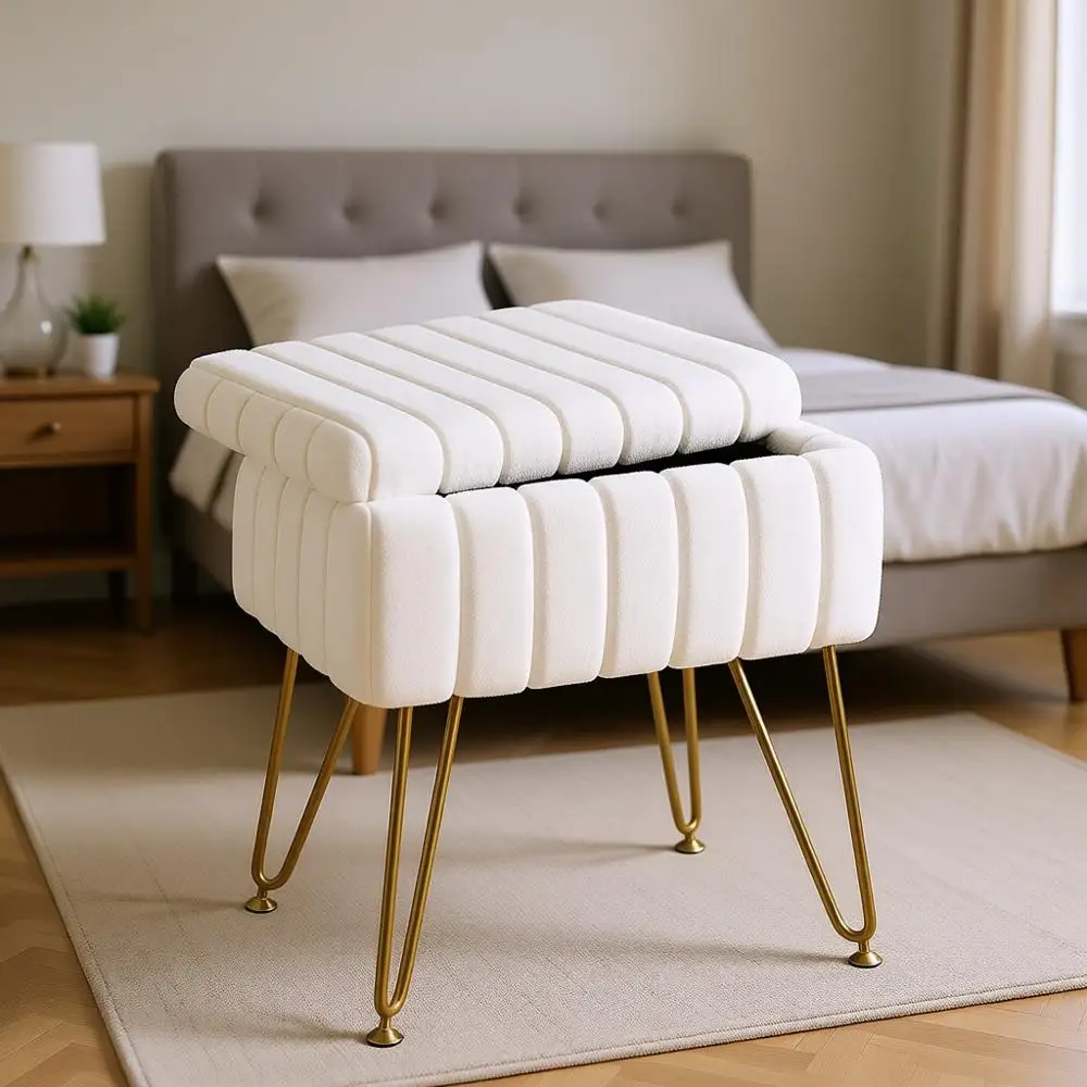 Белый табурет-пуфик для туалетного столика с отсеком для хранения, 15.7Д x 11.8Ш x 19.4В, с мягким сиденьем, металлическими ножками, многофункциональный для макияжа и использования у кровати
Белый табурет-пуфик для туалетного столика с отсеком для хранения, 15.7Д x 11.8Ш x 19.4В, с мягким сиденьем, металлическими ножками, многофункциональный для макияжа и использования у кровати