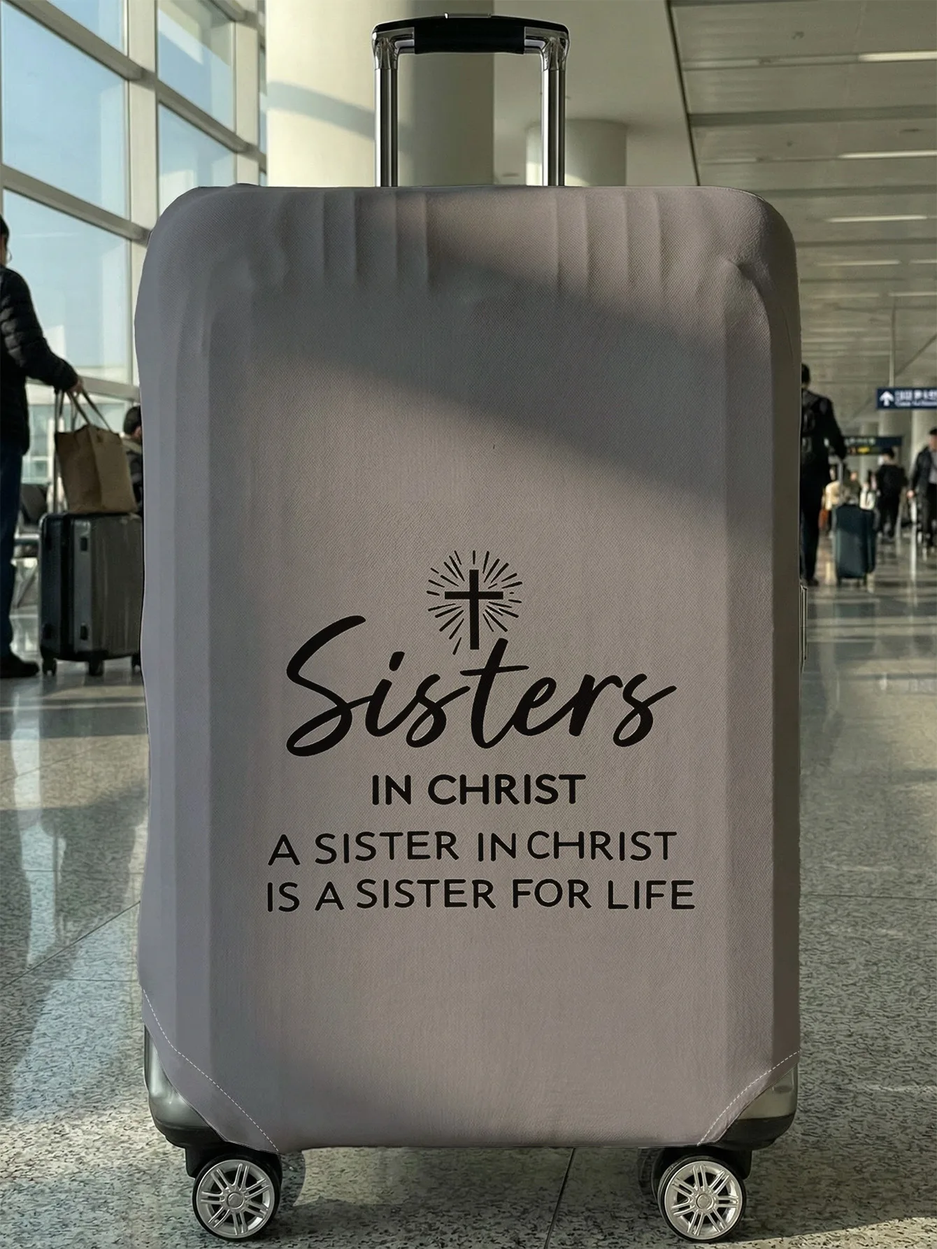 Sisters In Christ Slogan Cross Print Luggage Cover, Suitable for 18-32 Inch Luggage Cover, Luggage Handle Glove, Travel Accessor
Sisters In Christ Slogan Cross Print Luggage Cover, Suitable for 18-32 Inch Luggage Cover, Luggage Handle Glove, Travel Accessor