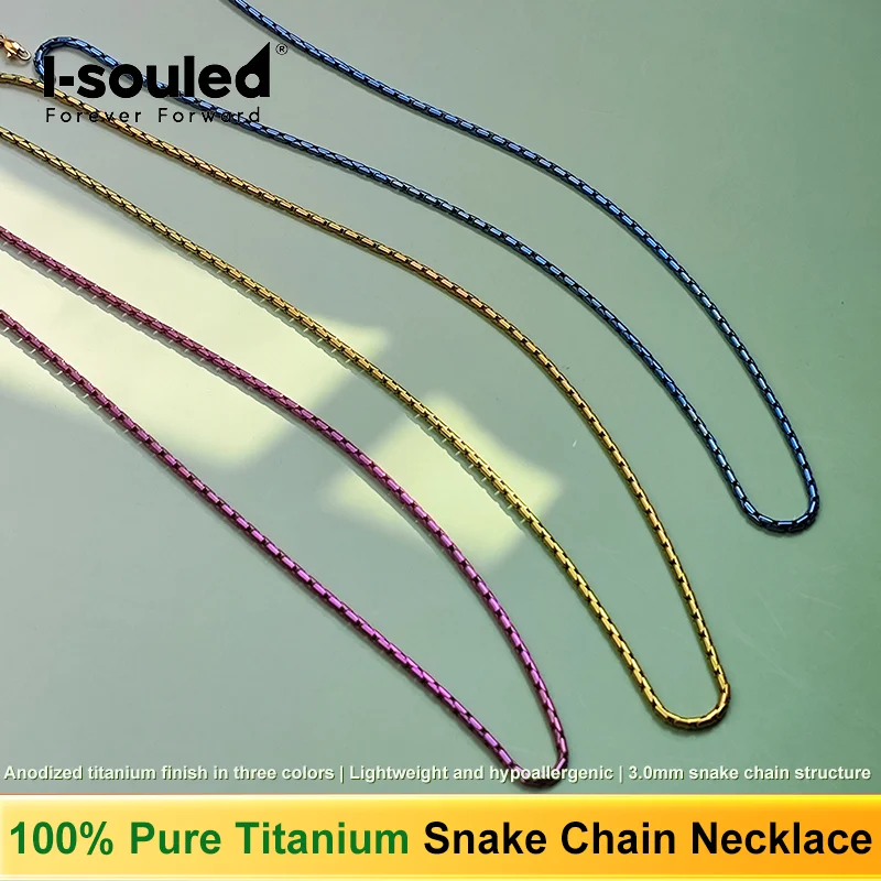 Tri-Color Pure Titanium Necklace Anodized Purple/Gold/Blue Snake Chain Women
Tri-Color Pure Titanium Necklace Anodized Purple/Gold/Blue Snake Chain Women