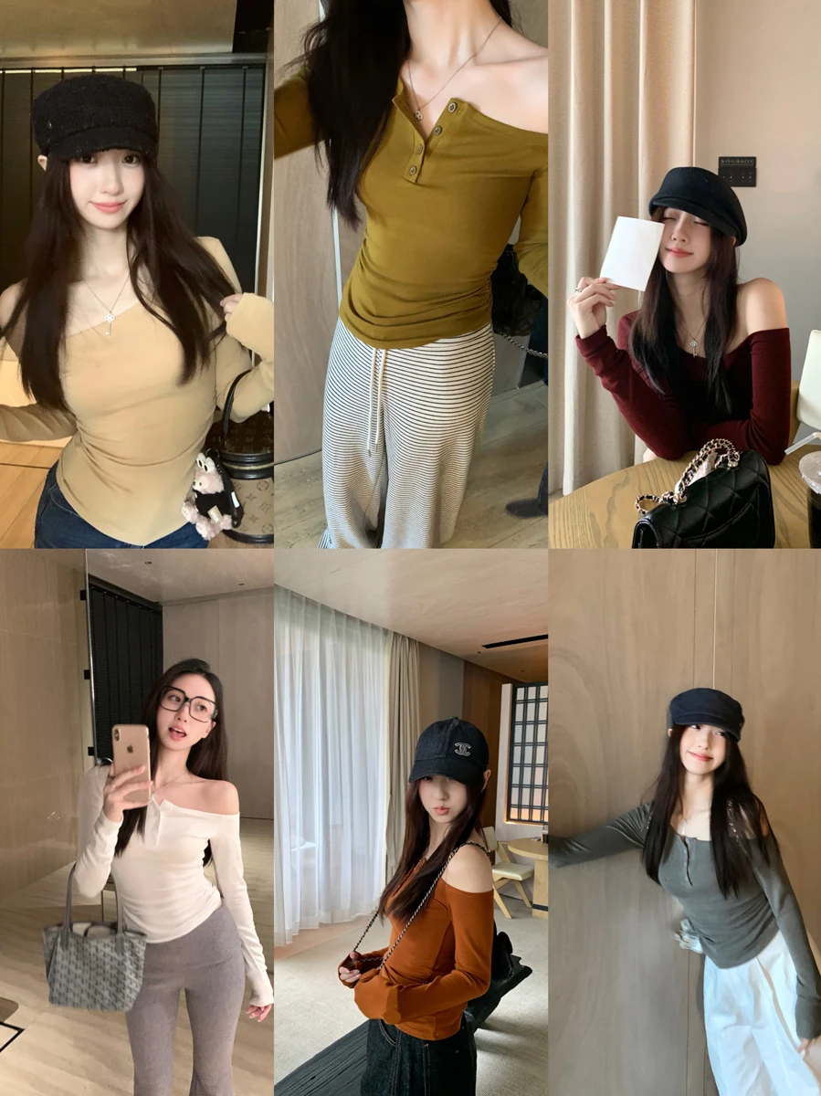 Sexy Slant oulder Gathered Long Sve T-irt Women's Slim Fit Waist Cinching Base Layer Small Top Casual Sle 2025 Autum...
Sexy Slant oulder Gathered Long Sve T-irt Women's Slim Fit Waist Cinching Base Layer Small Top Casual Sle 2025 Autum...