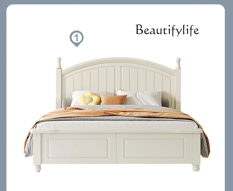 White solid wood bed modern simple cream style American bedroom storage designer fashion new
White solid wood bed modern simple cream style American bedroom storage designer fashion new