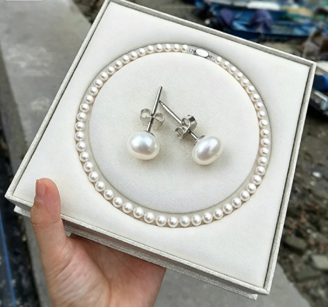 Classic necklace AAAA8-9mm natural pearl necklace 18in+earrings 925 silver - supports customized sizes
Classic necklace AAAA8-9mm natural pearl necklace 18in+earrings 925 silver - supports customized sizes