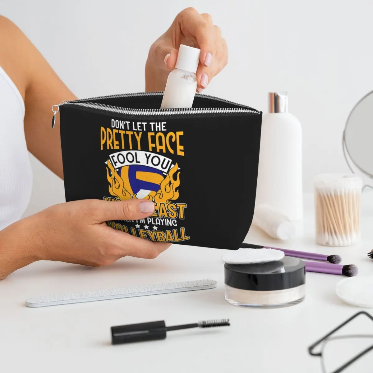 I'm A Beast When I'm Playing Volleyball Women Cosmetic Bags Travel Makeup Organizer Pouch Toiletry Storage Dopp Kit Case
I'm A Beast When I'm Playing Volleyball Women Cosmetic Bags Travel Makeup Organizer Pouch Toiletry Storage Dopp Kit Case