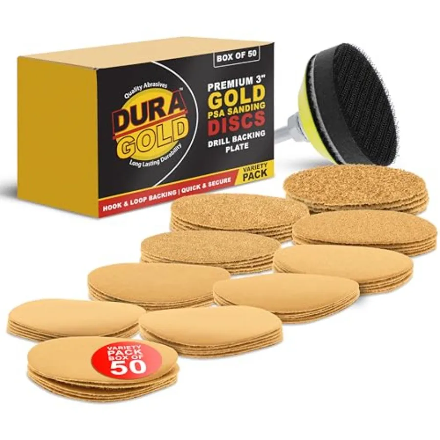 - Premium - Variety Pack 40, 60, 80, 120, 220, 320, 400, 600, 800, 1000 - 3" Gold Hook and Loop Sanding Discs for DA Sanders -
- Premium - Variety Pack 40, 60, 80, 120, 220, 320, 400, 600, 800, 1000 - 3" Gold Hook and Loop Sanding Discs for DA Sanders -