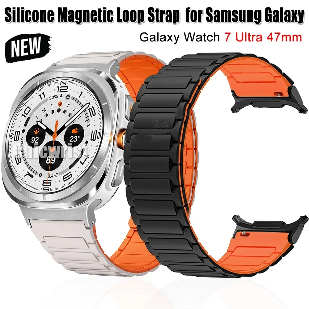 Magnetic Silicone Band for Samsung Galaxy Watch Ultra 47mm Sports Loop Strap for samsung galaxy watch ultra 47MM Soft Bracelet
Magnetic Silicone Band for Samsung Galaxy Watch Ultra 47mm Sports Loop Strap for samsung galaxy watch ultra 47MM Soft Bracelet