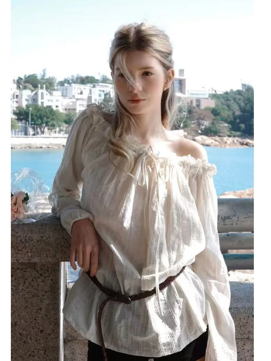 Letterfommoon Spring 2026 Simple Shoulder One-Shoulder Shirt with Lace Trim Cotton Long Sleeve Loose Fit Women's Shirt
Letterfommoon Spring 2026 Simple Shoulder One-Shoulder Shirt with Lace Trim Cotton Long Sleeve Loose Fit Women's Shirt