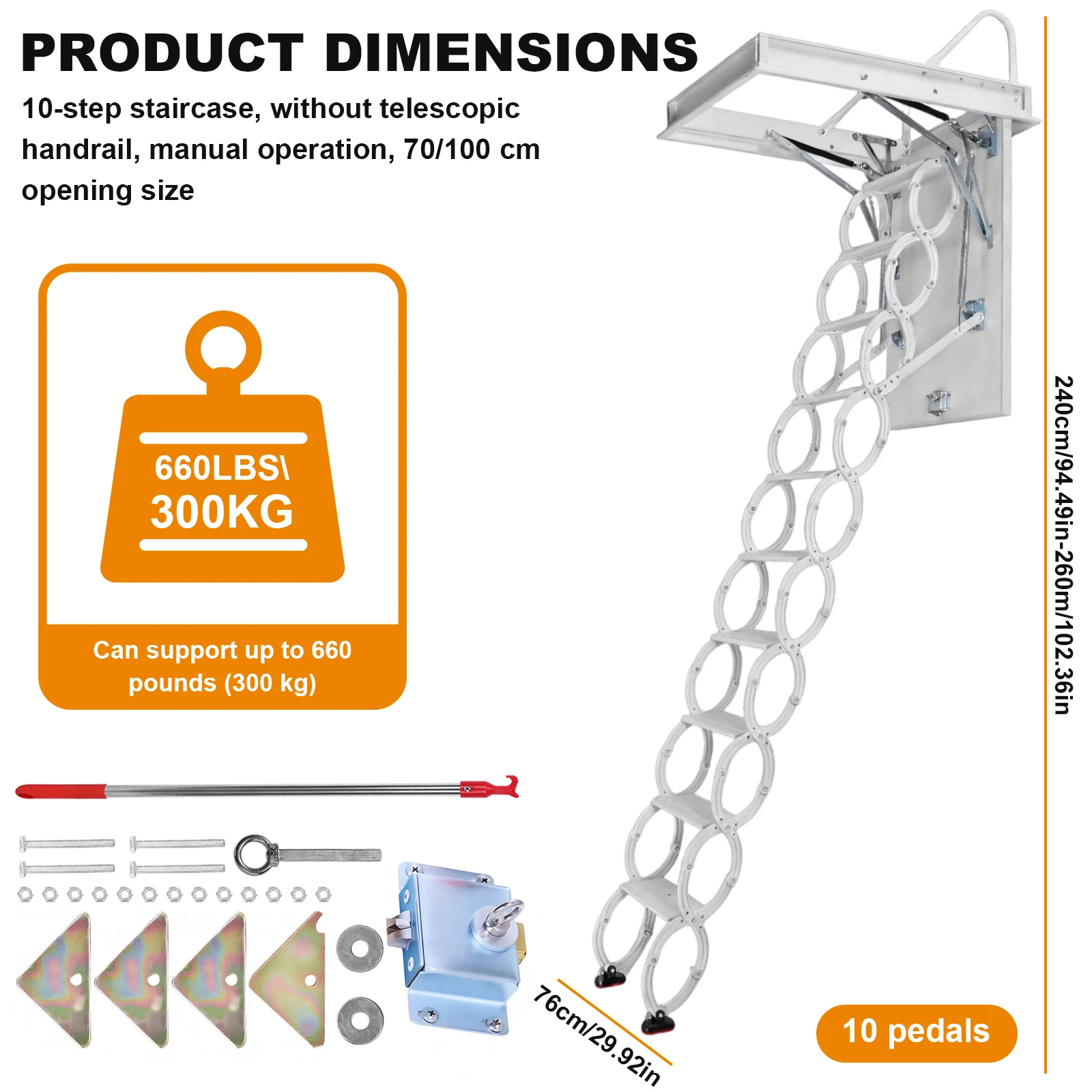 Hidden Mount Attic Extension Stairs Heavy Duty 660LBS Capacity Retractable Pulldown Attic Stairs for Basement
Hidden Mount Attic Extension Stairs Heavy Duty 660LBS Capacity Retractable Pulldown Attic Stairs for Basement