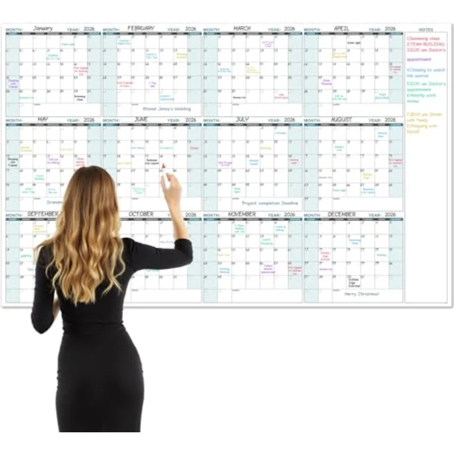 Large Dry Erase Calendar for Wall Yearly Wall Calendar Dry Erase, 58" x 37", 12-Month Undated Blank Calendar Planner, Reusable
Large Dry Erase Calendar for Wall Yearly Wall Calendar Dry Erase, 58" x 37", 12-Month Undated Blank Calendar Planner, Reusable