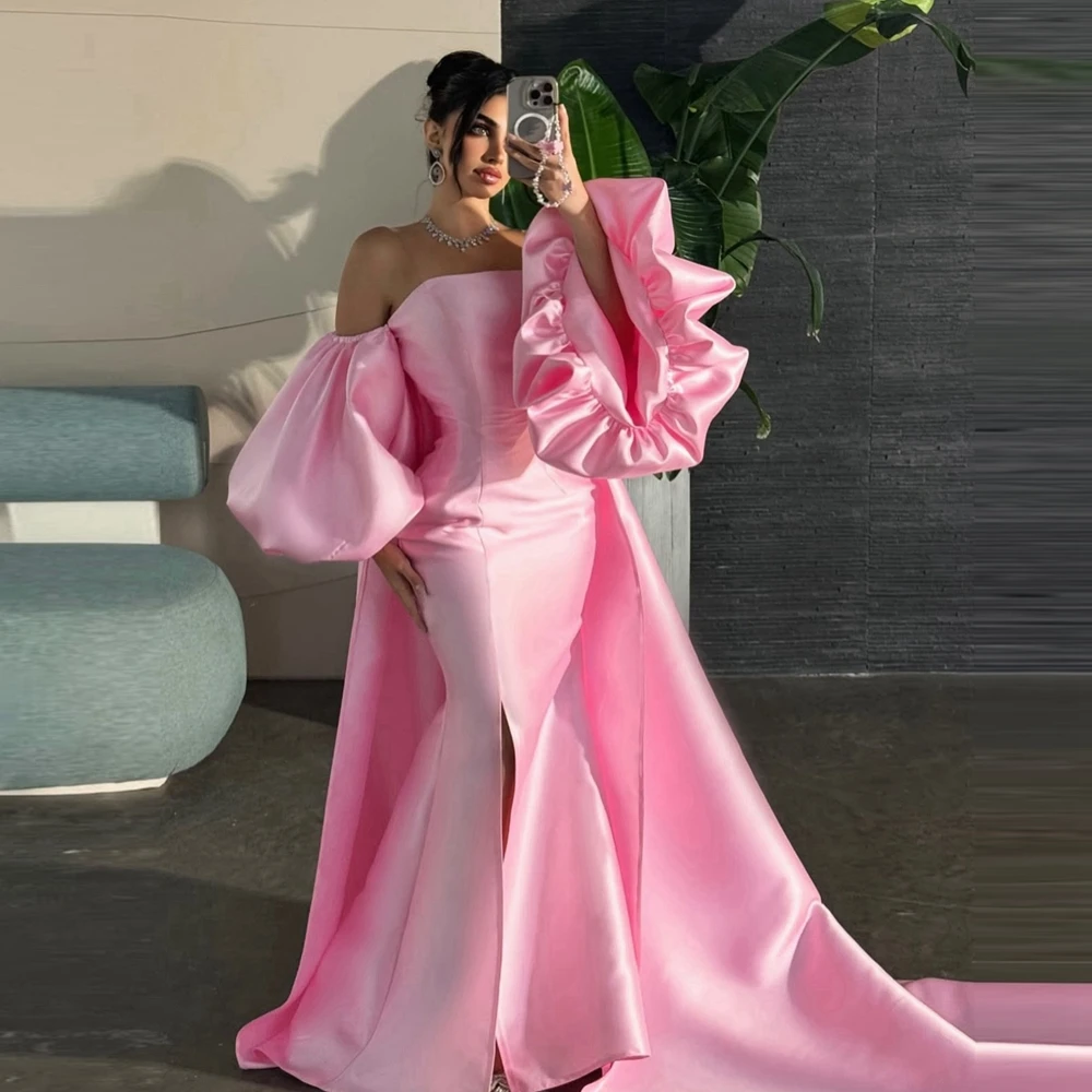 Elegant Pink Long Evening Cape with Puffy Sleeves Off Shoulder Taffeta Long Formal Jacket for Wedding Guest Prom Party Cloack
Elegant Pink Long Evening Cape with Puffy Sleeves Off Shoulder Taffeta Long Formal Jacket for Wedding Guest Prom Party Cloack
