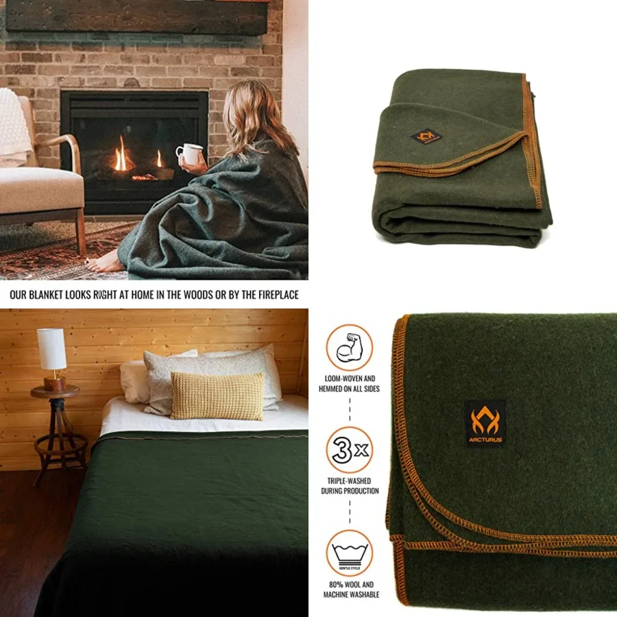 Military Wool Blanket - Warm, Thick, Washable - Great for Outdoors, Camping, Stadium Blanket, Picnics, Travel - Car Bushcraft S
Military Wool Blanket - Warm, Thick, Washable - Great for Outdoors, Camping, Stadium Blanket, Picnics, Travel - Car Bushcraft S