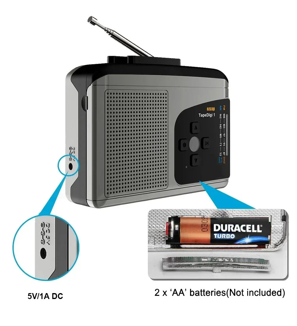 Ezcap234 Walkman Cassette Player with AM/FM Radio, Cassette To MP3 Converter Save To TF Card , Audio Record ,No Need Computer
Ezcap234 Walkman Cassette Player with AM/FM Radio, Cassette To MP3 Converter Save To TF Card , Audio Record ,No Need Computer