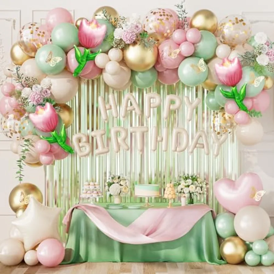and Birthday Decorations for Women Girls, Sage Sand White Gold Confetti Balloons with Happy Birthday Banner Butterfly Fringe Cu
and Birthday Decorations for Women Girls, Sage Sand White Gold Confetti Balloons with Happy Birthday Banner Butterfly Fringe Cu