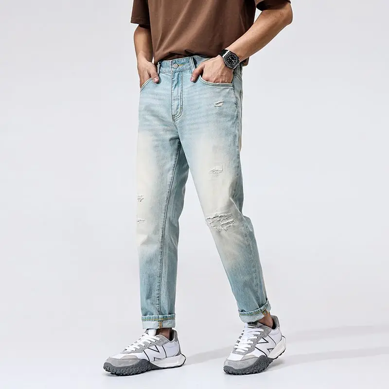JXNS156 New tide Slim straight jeans men's American vintage washed heavyweight small foot casual trousers
JXNS156 New tide Slim straight jeans men's American vintage washed heavyweight small foot casual trousers