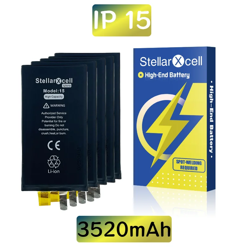 Аккумулятор StellarXcell большой емкости без гибкости для IP15 Pro Max Plus для точечной сварки аккумулятора для техников
Аккумулятор StellarXcell большой емкости без гибкости для IP15 Pro Max Plus для точечной сварки аккумулятора для техников