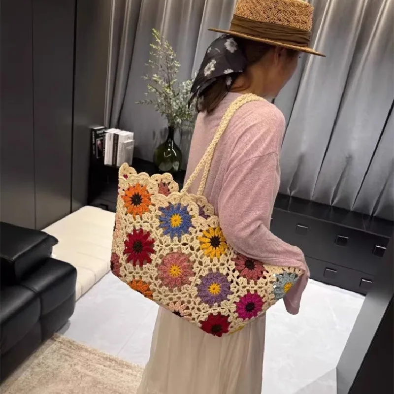 Fashion Vintage Flowers Handmade Knitting Crochet Shoulder Bag Knitted Handbags Luxury Tote Women Designer Female Hand Bag
Fashion Vintage Flowers Handmade Knitting Crochet Shoulder Bag Knitted Handbags Luxury Tote Women Designer Female Hand Bag