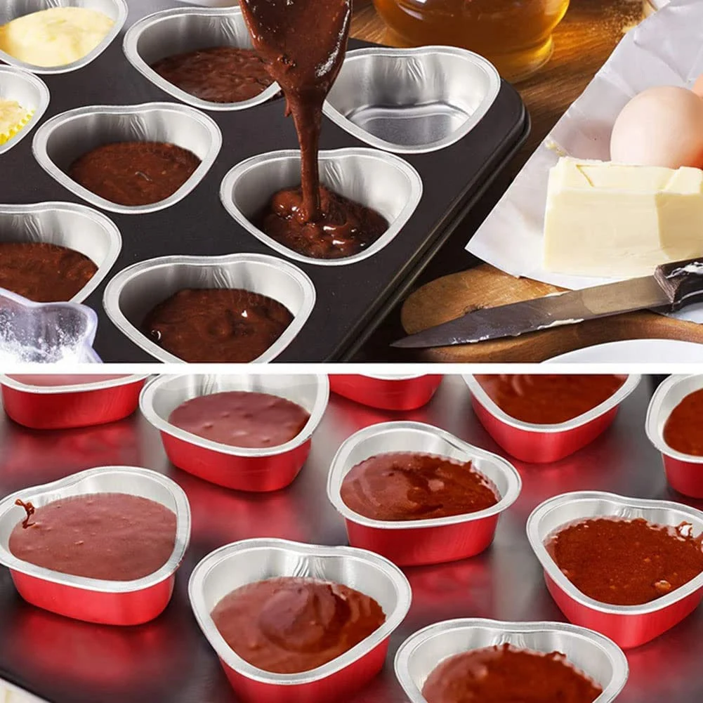 Highly Recommended.50 Pcs100Ml Tin Foil Cake Cup with Lid Heart Shaped Mould(Red)
Highly Recommended.50 Pcs100Ml Tin Foil Cake Cup with Lid Heart Shaped Mould(Red)