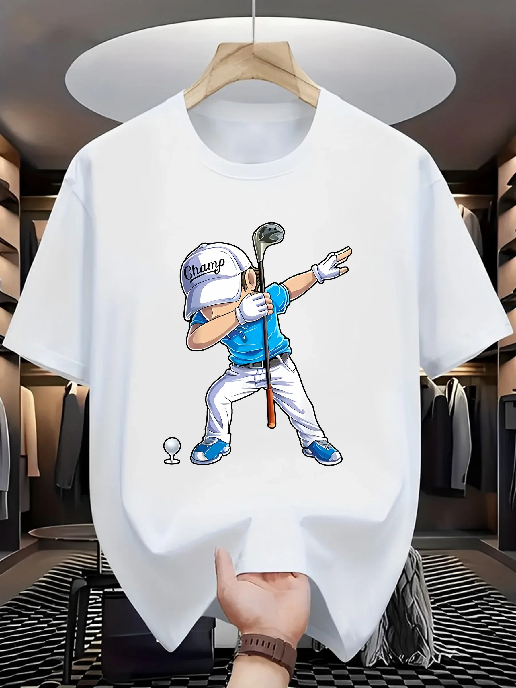 Summer 100% pure cotton fashionable sportswear for men, high-quality casual round-neck T-shirt for golf enthusiasts
Summer 100% pure cotton fashionable sportswear for men, high-quality casual round-neck T-shirt for golf enthusiasts