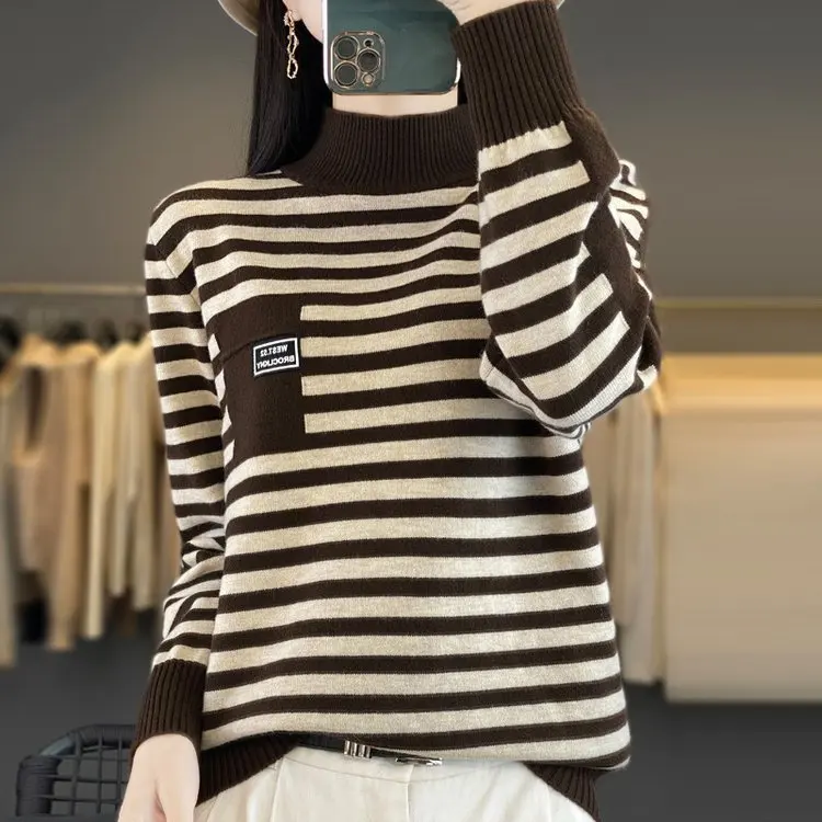 Trendy Striped Fce Lined Women's Sweater Winter Base Layer irt Warm Top Casual Loose Fit Overhead Print Thiened
Trendy Striped Fce Lined Women's Sweater Winter Base Layer irt Warm Top Casual Loose Fit Overhead Print Thiened