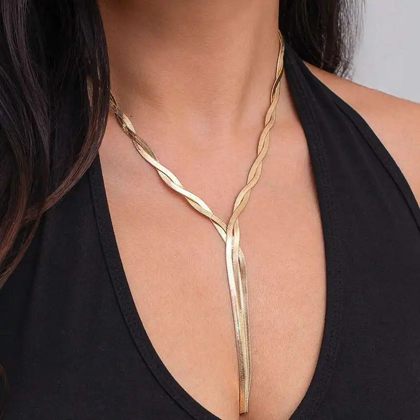 IngeSight.Z Sexy Gold Color Adjustable Flat Snake Long Chain Necklace Women Weave Twisted Link Chest Choker Aesthetic Jewelry
IngeSight.Z Sexy Gold Color Adjustable Flat Snake Long Chain Necklace Women Weave Twisted Link Chest Choker Aesthetic Jewelry