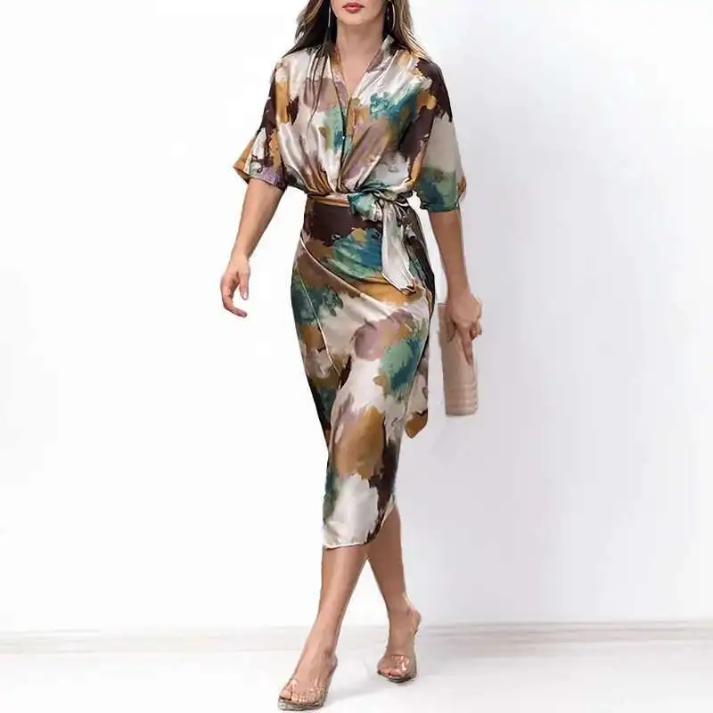 2025 Women's New Autumn Dress New Product Elegant Printed V-neck Straightening Waist Slimming Dress Dress Robe Vestido Women
2025 Women's New Autumn Dress New Product Elegant Printed V-neck Straightening Waist Slimming Dress Dress Robe Vestido Women