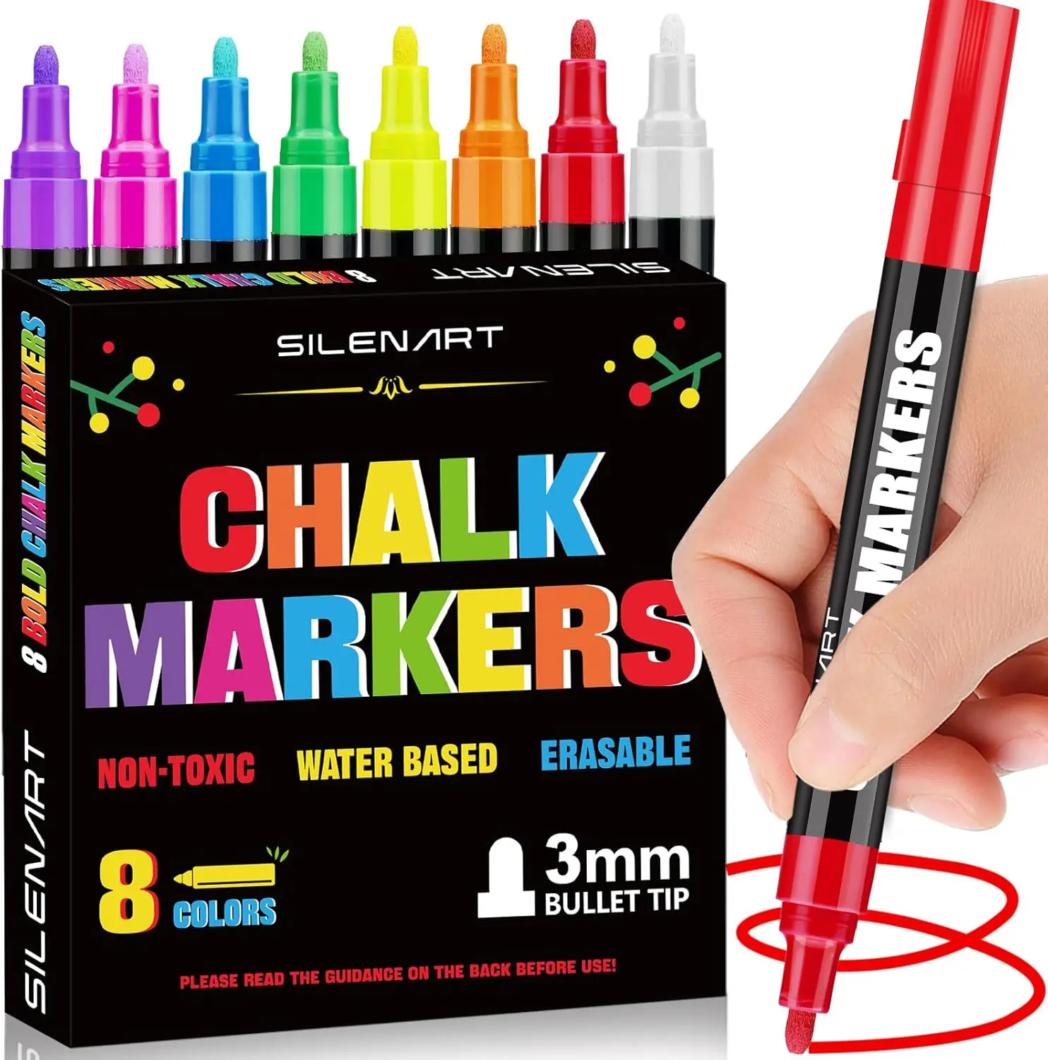 Liquid Chalk Markers 8 Colors for Chalkboard Glass Window Car Dry Erase Board with Wet Erase
Liquid Chalk Markers 8 Colors for Chalkboard Glass Window Car Dry Erase Board with Wet Erase