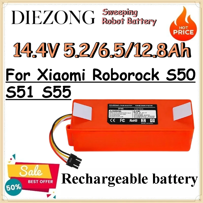 14.4V 5.2/6.5/12.8Ah Sweeping Robot Battery for Xiaomi Roborock S50 S51 S55 Replace Rechargeable Lithium Battery Pack
14.4V 5.2/6.5/12.8Ah Sweeping Robot Battery for Xiaomi Roborock S50 S51 S55 Replace Rechargeable Lithium Battery Pack