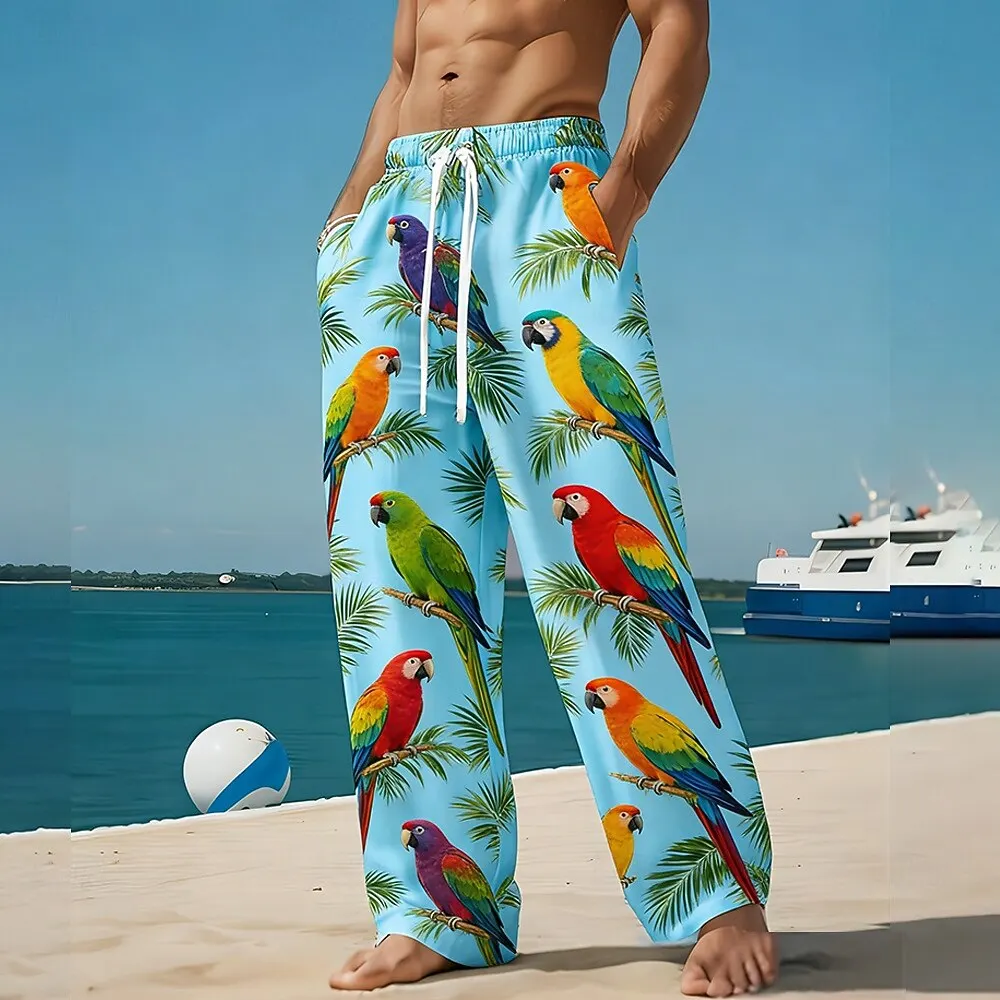 Men's Parrot Tropical Plants 3D Print Casual Pants, Baggy Mid Waist, Elastic Drawstring, Hawaiian Beach Vacation Wear, Blue
Men's Parrot Tropical Plants 3D Print Casual Pants, Baggy Mid Waist, Elastic Drawstring, Hawaiian Beach Vacation Wear, Blue