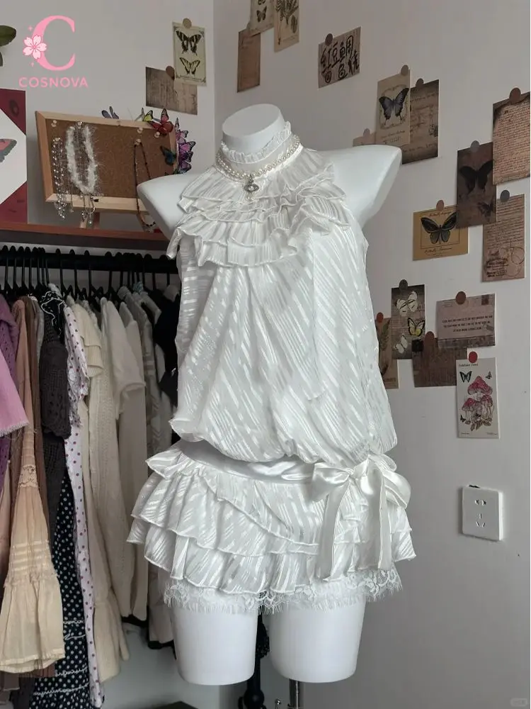 Y2K Shibuya Girl Japanese Vintage Women's 2 Piece Halter Top Mini Skirt Set Ruffle Lace Spring Korean Daily Streetwear New 2026
Y2K Shibuya Girl Japanese Vintage Women's 2 Piece Halter Top Mini Skirt Set Ruffle Lace Spring Korean Daily Streetwear New 2026